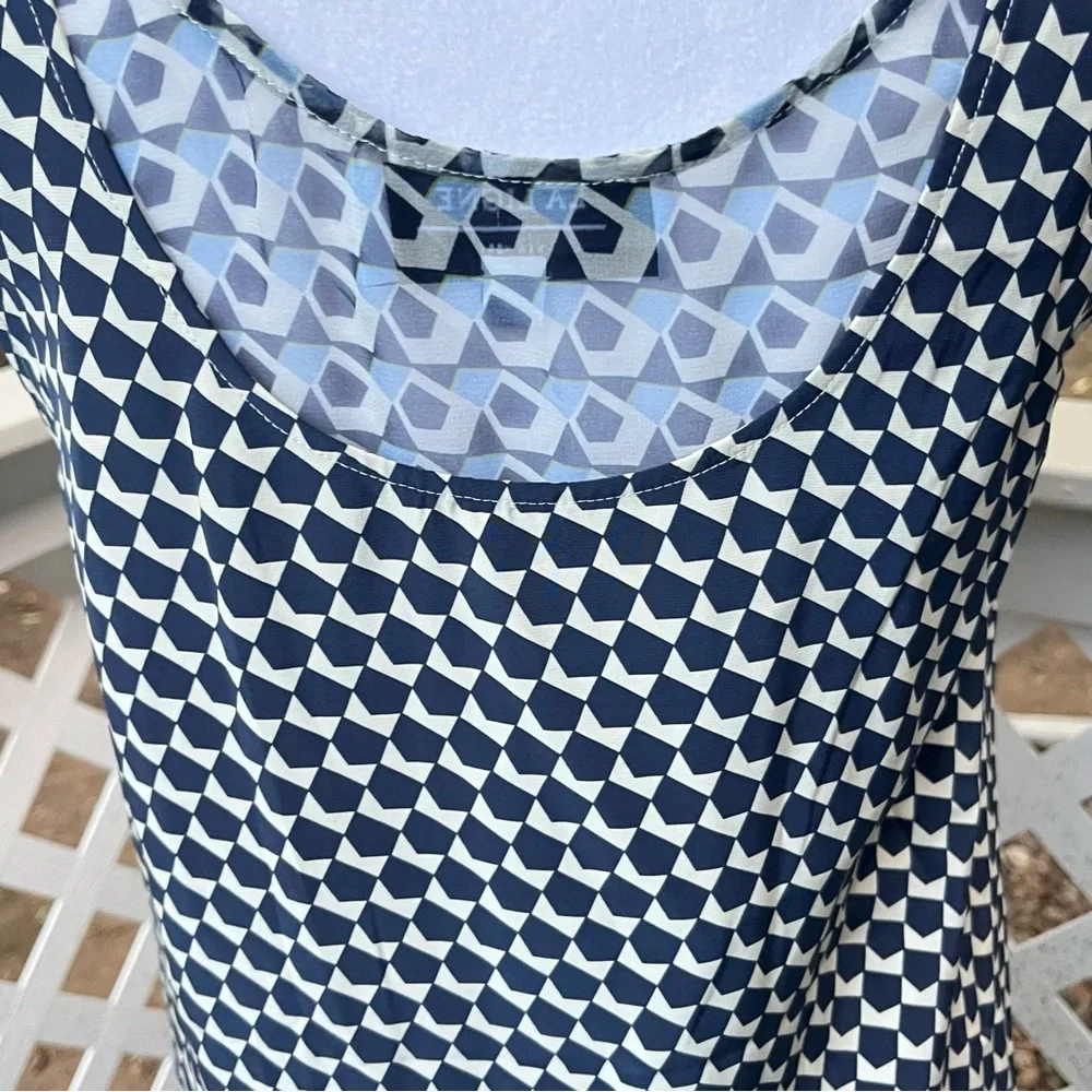 La Ligne Silk Claudette Midi Dress Small Chiffon Layer Geometric Side Slit Flowy - Picture 8 of 14